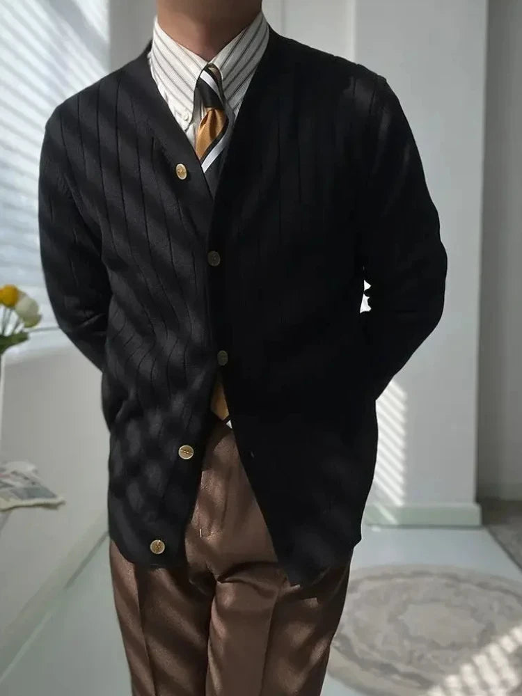 InMyEndz Elite Uomo Regale V-Neck Knit — Slim-Fit Wool Cardigan