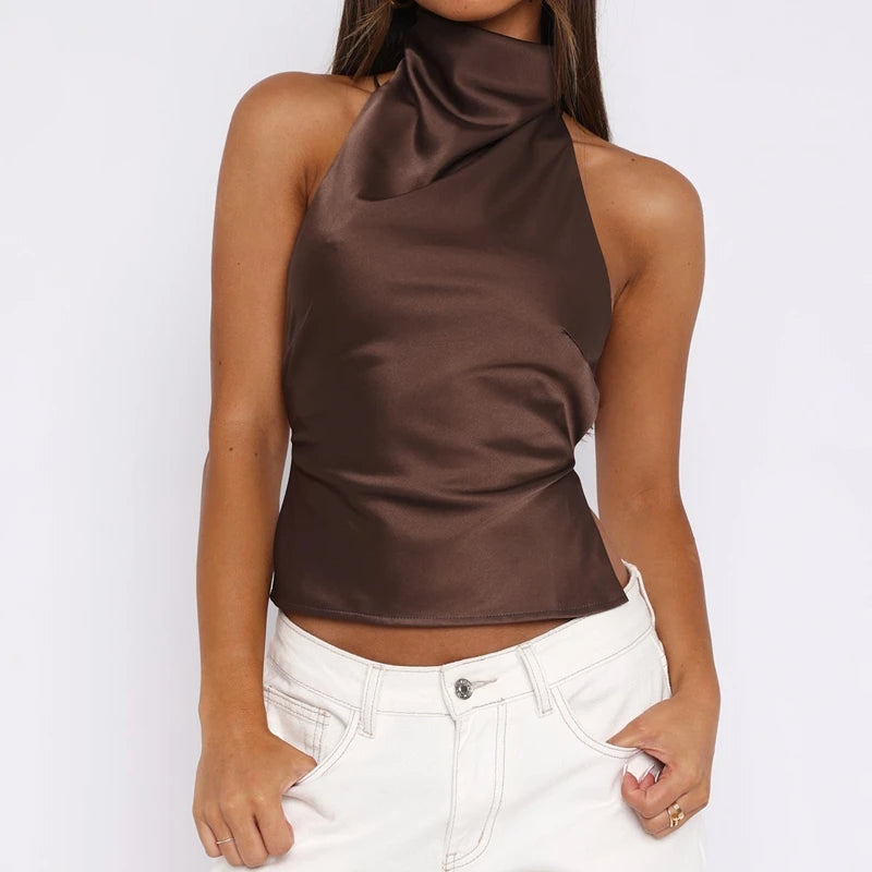 InMyEndz Queens Halter Satin Top – Glow Command Edition